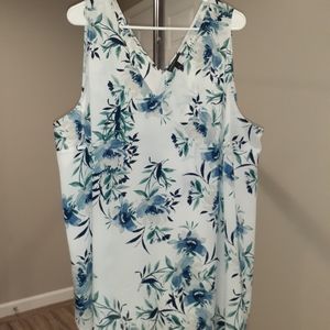 Lane Bryant Floral Tank Top - Blue and White